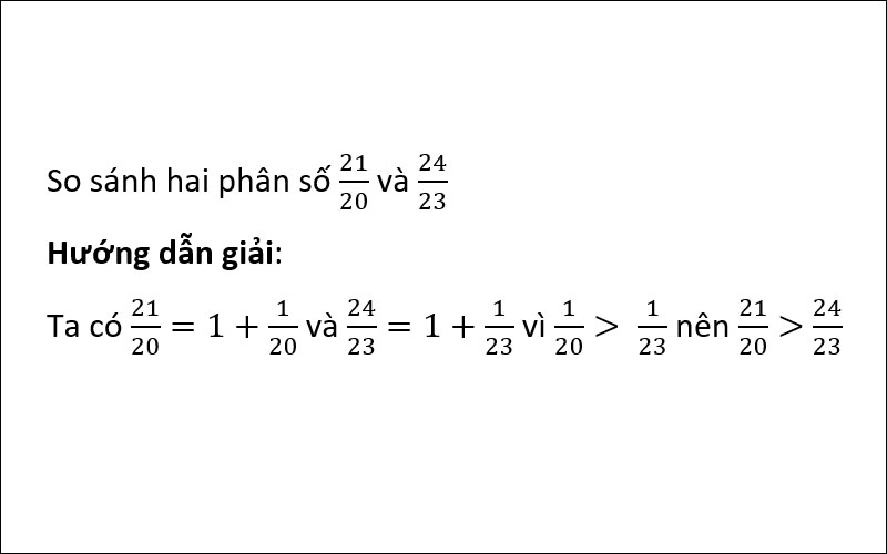 So sánh phần thừa của hai phân số trường hợp tử số lớn hơn mẫu số